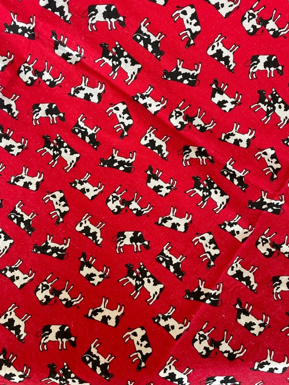 VINTAGE Red Cow Print Tablecloth (2) and Napkin (8) Set